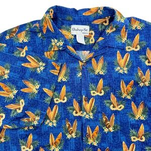Bishop St. Mens Hawaiian Short Sleeve Button Down Shirt 3XL Vacation Surfboard‎